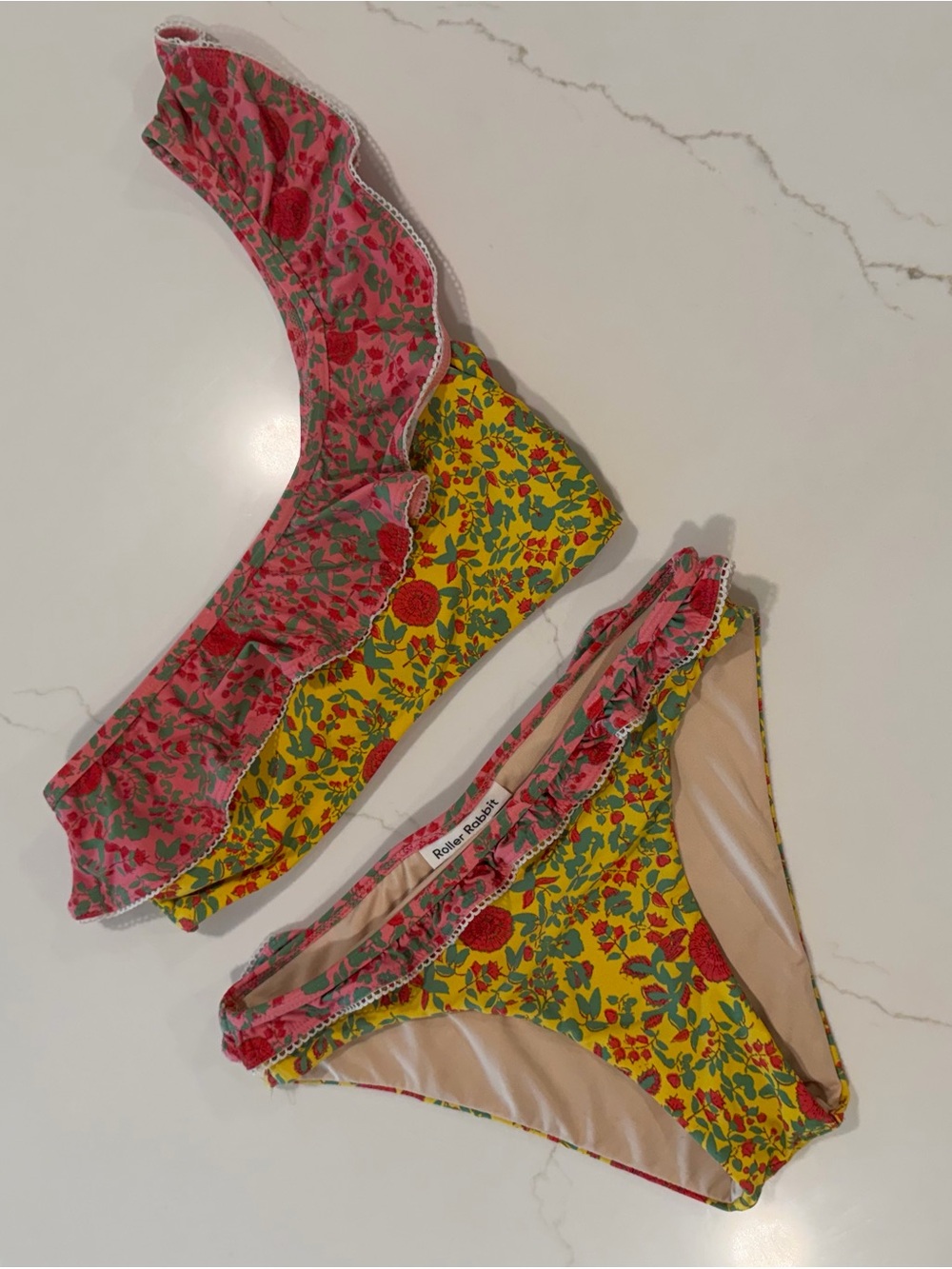 Roller Rabbit Yellow Floral Ruffle Bikini - Picture 2 of 5